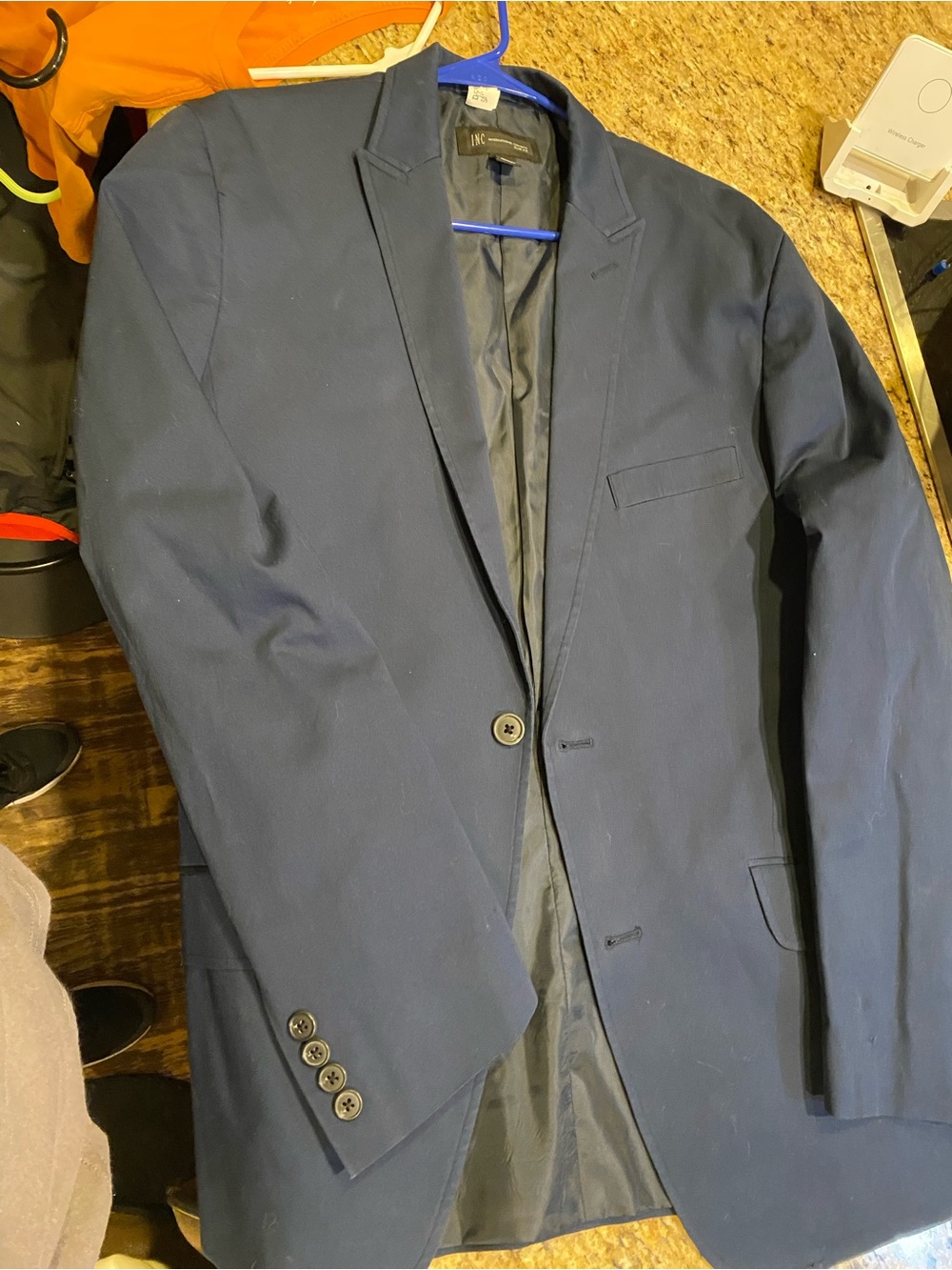 INC International Concepts Navy Single-Breasted Sport Coat